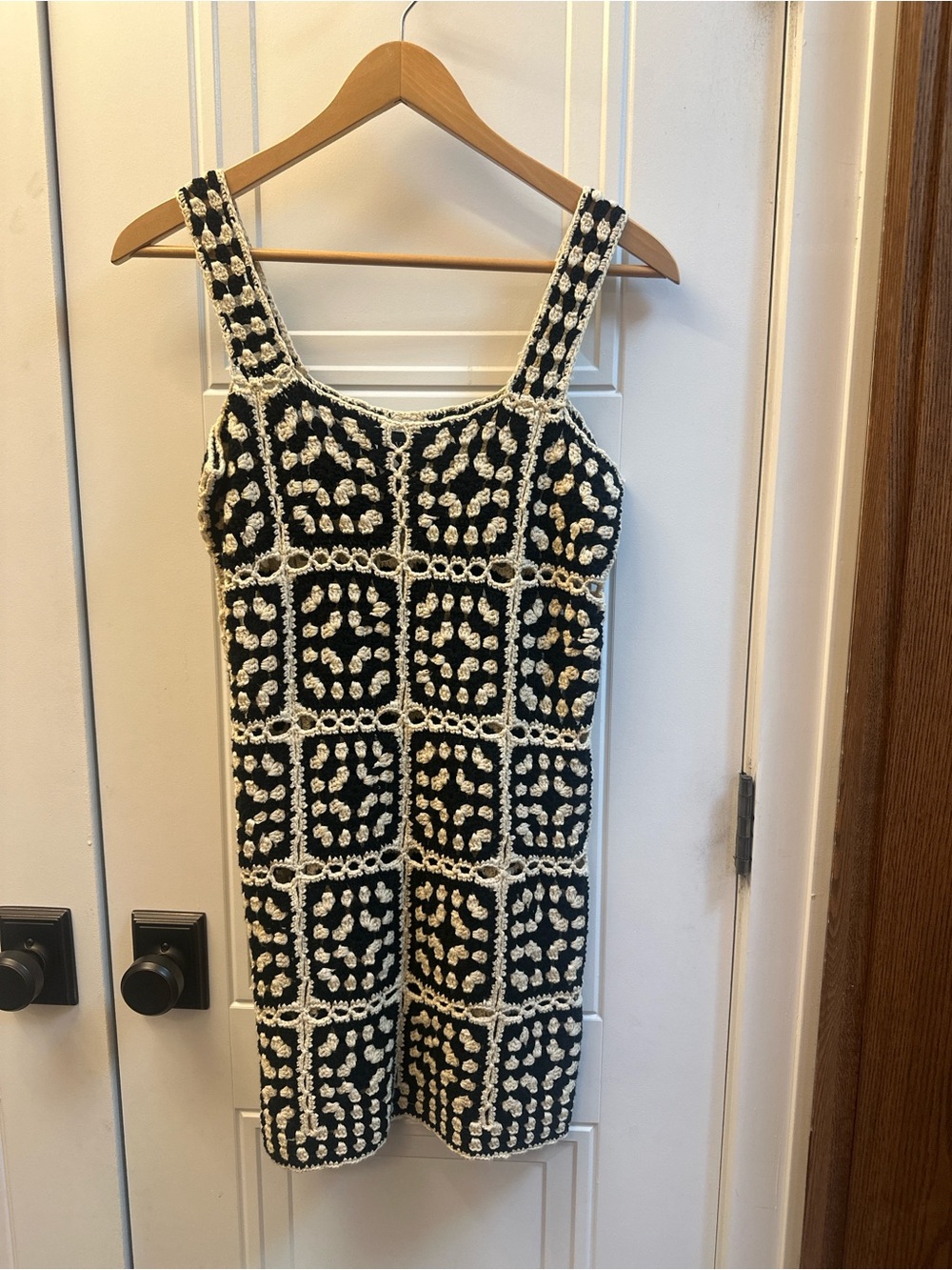 Vici Black and Cream Crochet Sleeveless Swim Coverup Dress - Picture 5 of 6